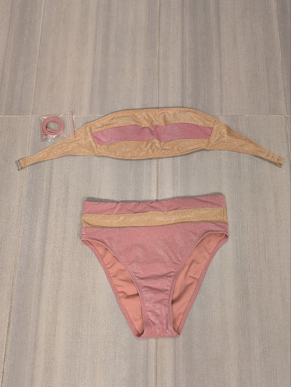 Salt + Cove Pink and Gold Swim Suit